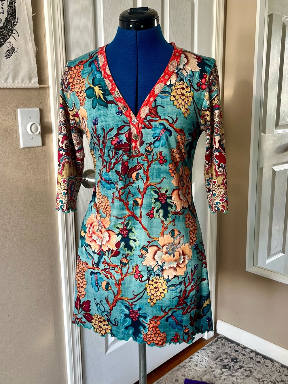 Super cute super soft printed Amma dress, XS, like new